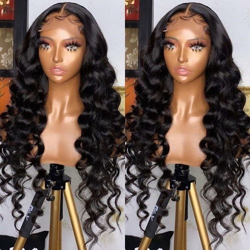 Loose Wave Human Hair Wig with transparent lace front