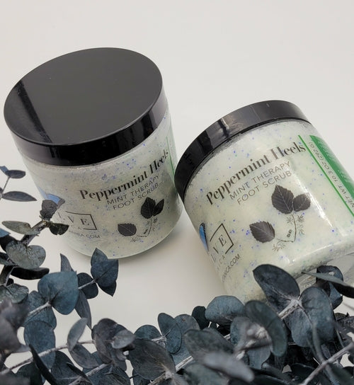 Peppermint Foot Scrub mint therapy heel care jar