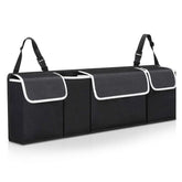 Oxford Cloth Car Storage trunk organiser featuring multiple compartments for backseat or trunk organization.