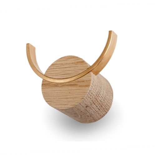 Oak Wood Wall Hook brass DEER design
