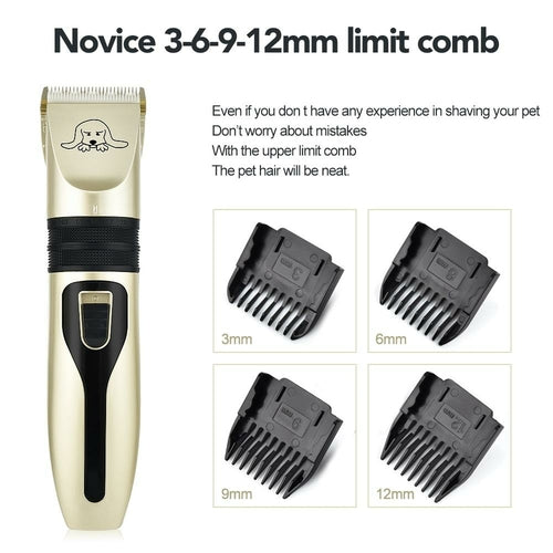 Pet Hair Clipper Set with guide comb attachments