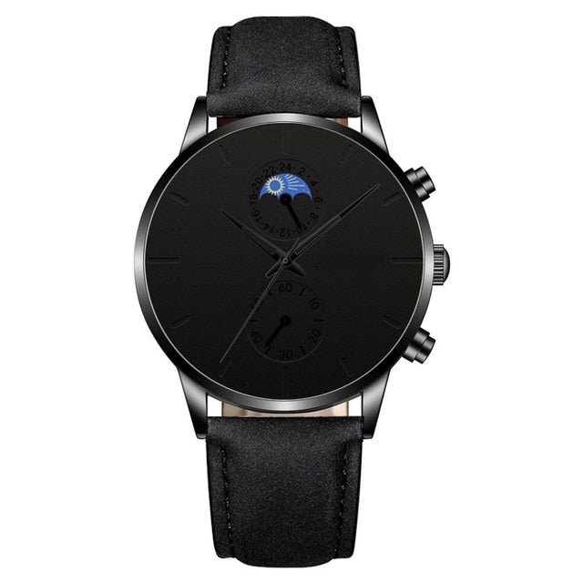 Minimalist Fashion Men's Watch Luxury Business Casual Black leather Watches Classic Male Wrist Watch Analog Clock Herren Uhren