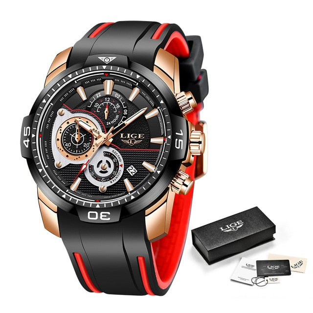 LIGE Men Watches Top Brand Luxury Business Quartz Watch Men Fashion Waterproof Date Chronograph WristWatch