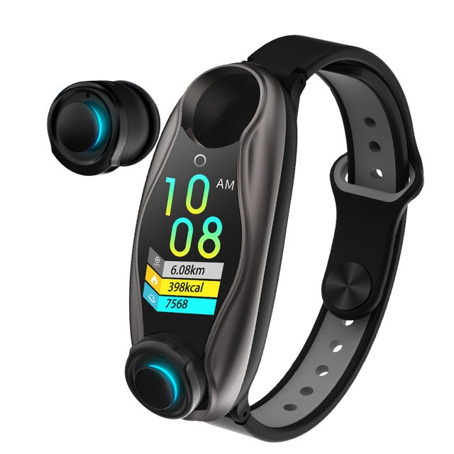 Newest LT04 TWS Bluetooth Earphone 2 In 1 T90 Fitness Bracelet  Bluetooth 5.0 Chip IP67 Waterproof Sport Smart Watch Men Women