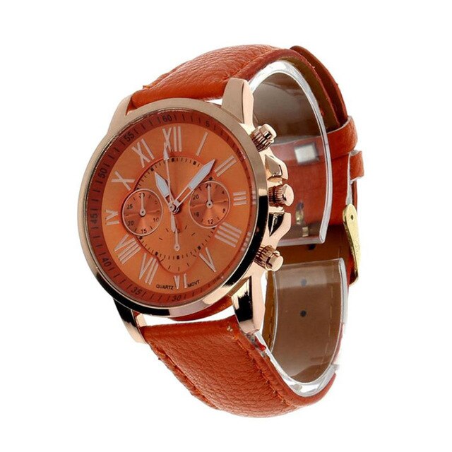 New Brand Women Watches Quartz Watch Geneva Rhinestone Crystal Roman Lady PU Leather Band Analog Relogio Feminino