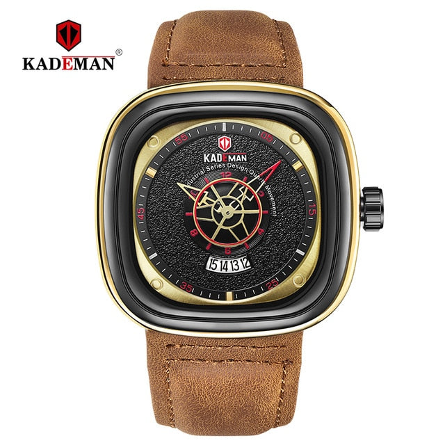 2020 Luxury Men Watches New Fashion Square Quartz Watch TOP Brand KADEMAN Casual Leather Wristwatches Business Relogio Masculino