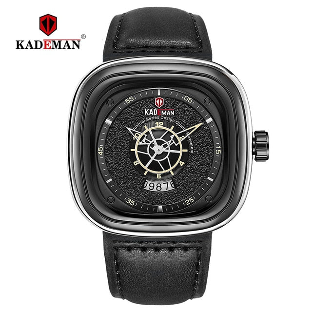 2020 Luxury Men Watches New Fashion Square Quartz Watch TOP Brand KADEMAN Casual Leather Wristwatches Business Relogio Masculino