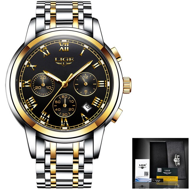 Relogio Masculino 2020 Mens Watches LIGE Top Brand Luxury Fashion Watch Men Business Waterproof Full Steel Quartz WristWatch+Box