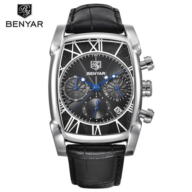 BENYAR Sports Military Men Watches 2019 Top Luxury Brand Man Chronograph Quartz-watch Leather Army Male Clock Relogio Masculino