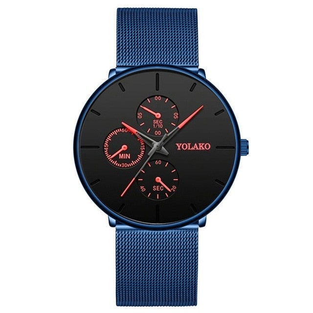 2020 Mens Fashion Watches for Men Business Casual Ultra Thin Clock Male Stainless Steel Mesh Belt Quartz Watch relogio masculino