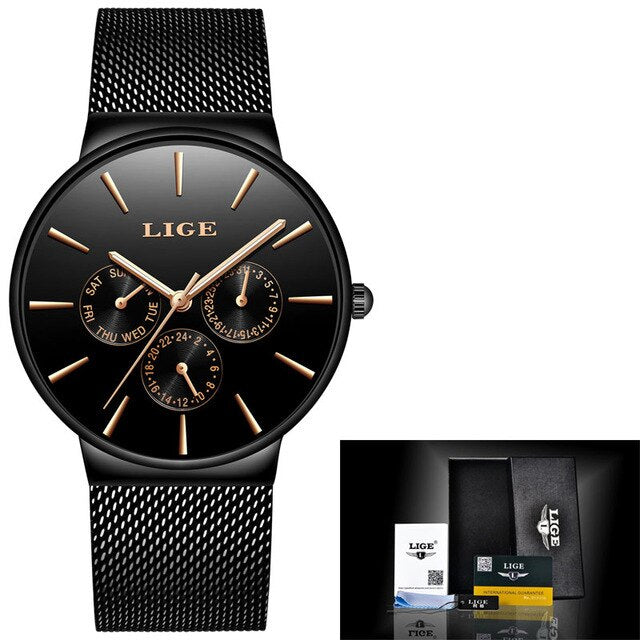 LIGE Fashion Sports Mens Watches Top Brand Luxury Ultra Thin Casual Quartz Watch Men Date Waterproof Watches Relogio Masculino