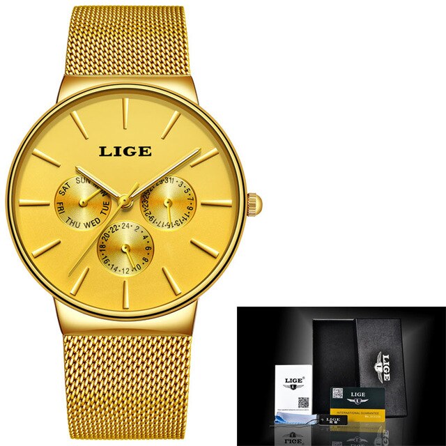 LIGE Fashion Sports Mens Watches Top Brand Luxury Ultra Thin Casual Quartz Watch Men Date Waterproof Watches Relogio Masculino