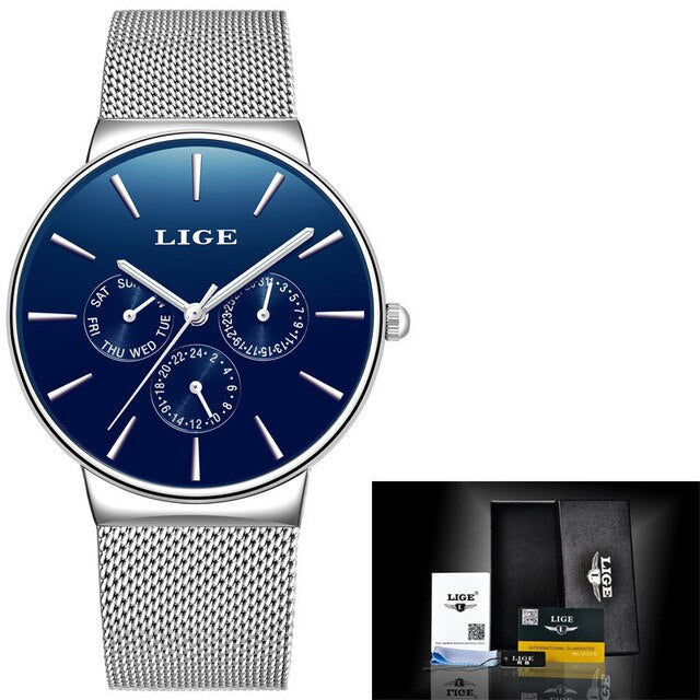 LIGE Fashion Sports Mens Watches Top Brand Luxury Ultra Thin Casual Quartz Watch Men Date Waterproof Watches Relogio Masculino