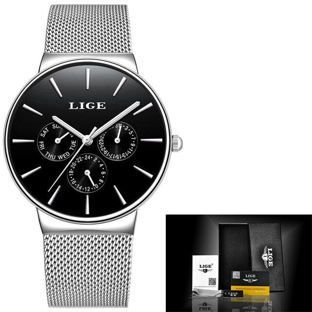 LIGE Fashion Sports Mens Watches Top Brand Luxury Ultra Thin Casual Quartz Watch Men Date Waterproof Watches Relogio Masculino