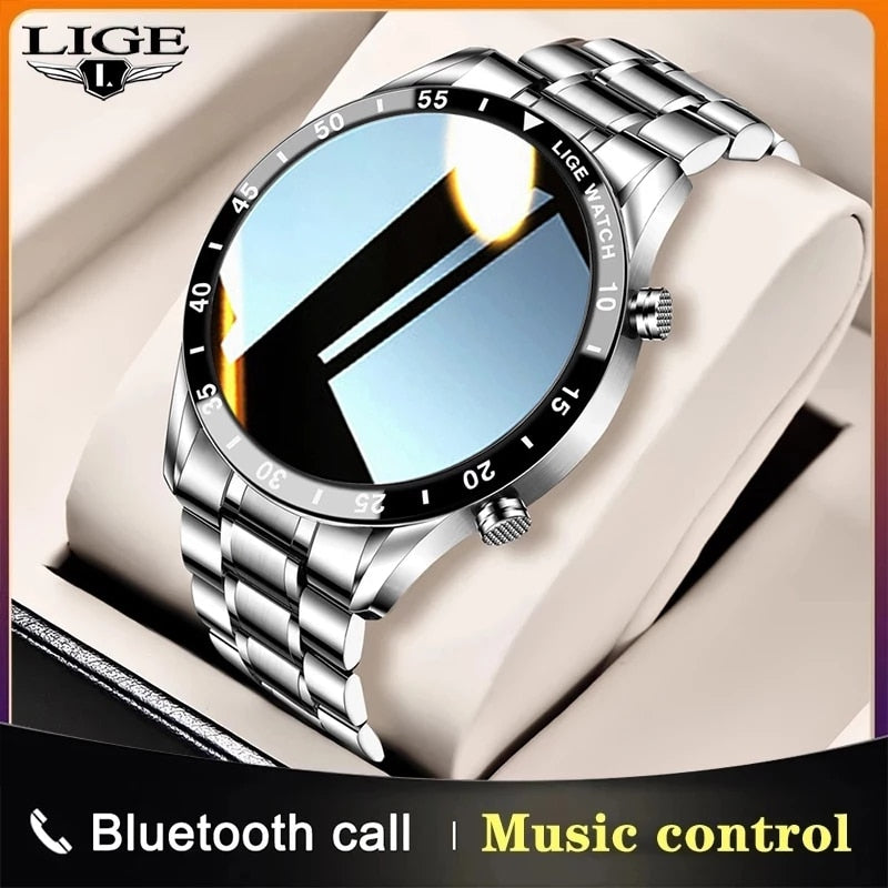 LIGE Men Smart Watch Bluetooth Call Blood Pressure Heart Rate Monitoring Multifunctional Sports Watches Waterproof Smartwatch