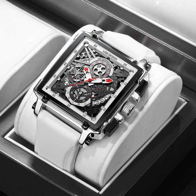 2021 New Men Watches LIGE Top Brand Luxury Waterproof Quartz Square Watch For Men Date Sport Hollow Clock Male Relogio Masculino