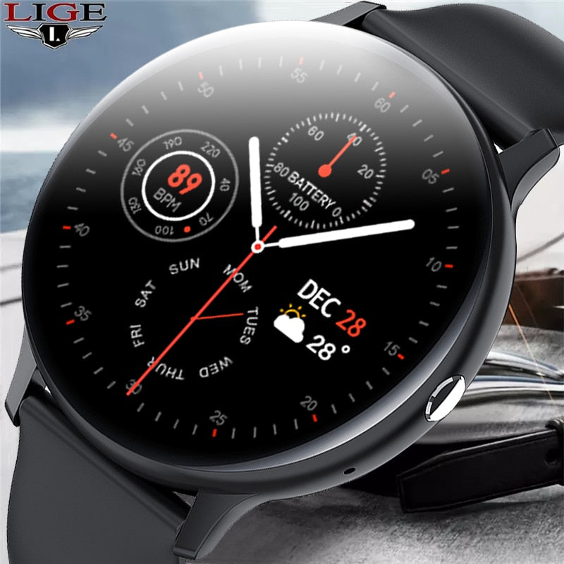 LIGE New 2021 Smart Watch Men Full Touch Screen Sports Fitness Watch IP67 Waterproof Bluetooth For Android ios smartwatch Mens