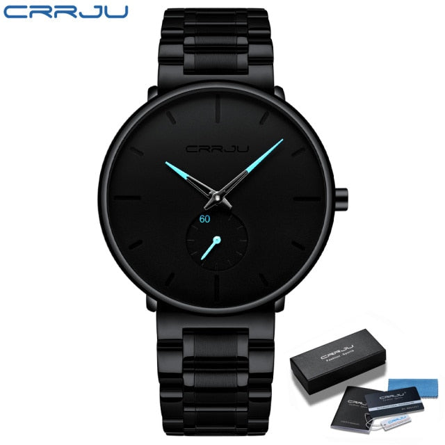 2021 Wristwatch For Man CRRJU Top Brand Luxury Stainless Steel Waterproof Clocks Men Watch Business Quartz Clock WristWatch