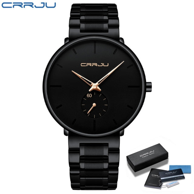 2021 Wristwatch For Man CRRJU Top Brand Luxury Stainless Steel Waterproof Clocks Men Watch Business Quartz Clock WristWatch