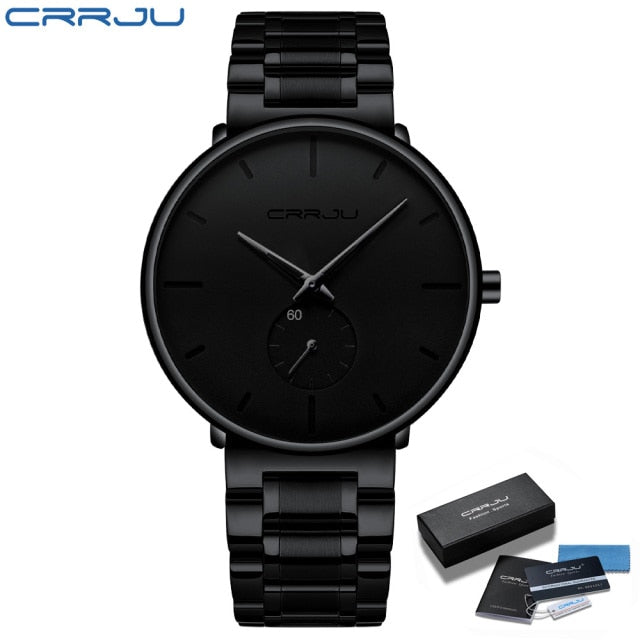 2021 Wristwatch For Man CRRJU Top Brand Luxury Stainless Steel Waterproof Clocks Men Watch Business Quartz Clock WristWatch