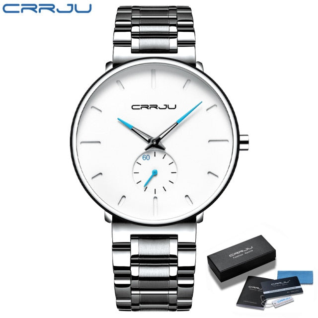 2021 Wristwatch For Man CRRJU Top Brand Luxury Stainless Steel Waterproof Clocks Men Watch Business Quartz Clock WristWatch