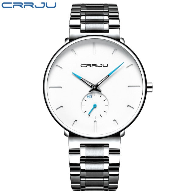 2021 Wristwatch For Man CRRJU Top Brand Luxury Stainless Steel Waterproof Clocks Men Watch Business Quartz Clock WristWatch