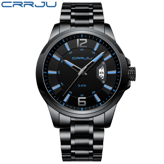 CRRJU Watches for Men Fashion Business Mens Watches with Stainless Steel Strap Waterproof Quartz Watch for Men with Auto Date