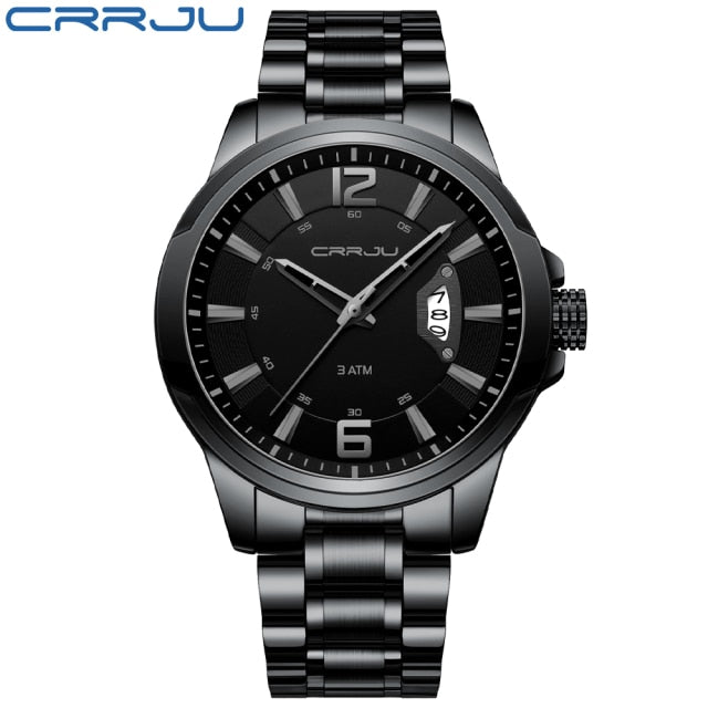 CRRJU Watches for Men Fashion Business Mens Watches with Stainless Steel Strap Waterproof Quartz Watch for Men with Auto Date