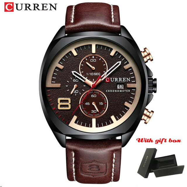 CURREN Fashion Casual Leather Watch Mens Luxury Sport Military Waterproof Quartz Men Watches Clock Clock часы мужские