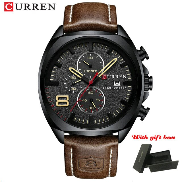 CURREN Fashion Casual Leather Watch Mens Luxury Sport Military Waterproof Quartz Men Watches Clock Clock часы мужские