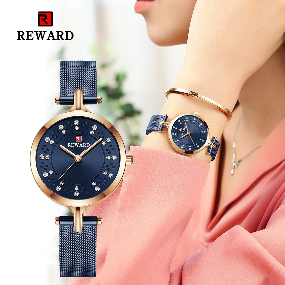 Hot Reward Women Wristwatch Fashion Luxury Quartz Watch Waterproof Stainless Steel Ladies Girls Timepiece Wrist Watch for Female