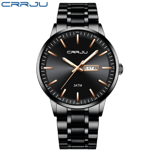 CRRJU New Quartz Watch for men Top Brand Luxury Fashion Business watches Steel Waterproof man SportWristwatch Relogio Masculino