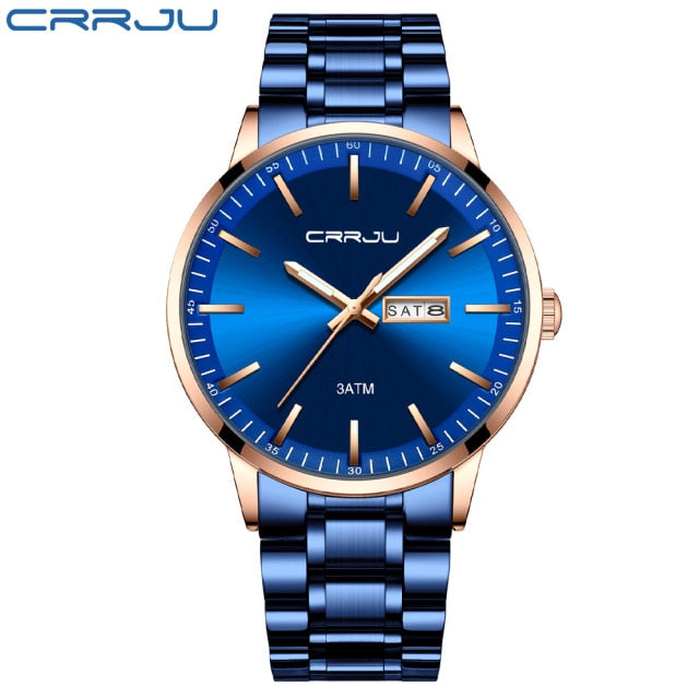 CRRJU New Quartz Watch for men Top Brand Luxury Fashion Business watches Steel Waterproof man SportWristwatch Relogio Masculino