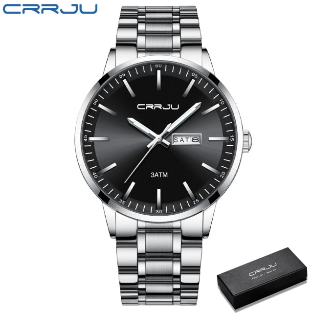 CRRJU New Quartz Watch for men Top Brand Luxury Fashion Business watches Steel Waterproof man SportWristwatch Relogio Masculino