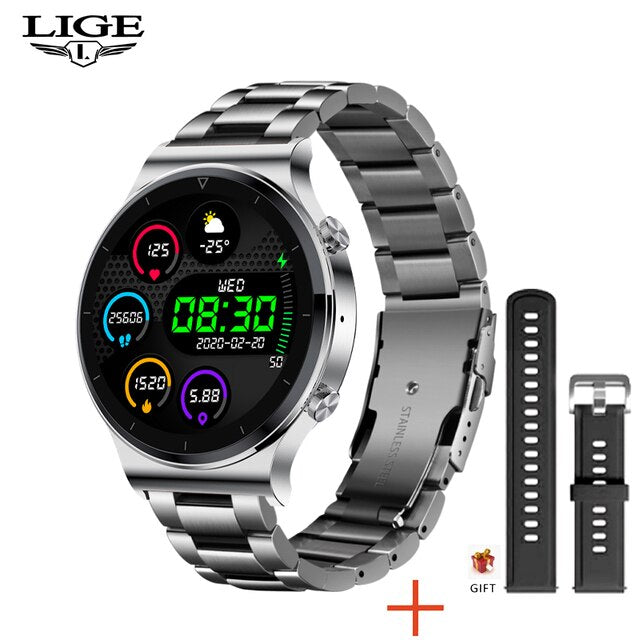 LIGE 2021 New Bluetooth Call Smart Watch Men Women Heart Rate Blood Pressure Sports Fitness Full Touch Screen Smartwatch For Man