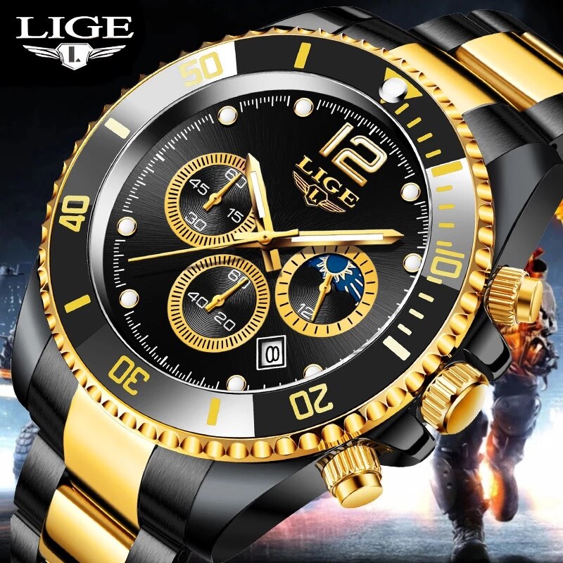 LIGE Top Brand Luxury Fashion Diver Watch Men 30ATM Waterproof Date Clock Sport Watches Mens Quartz Wristwatch Relogio Masculino