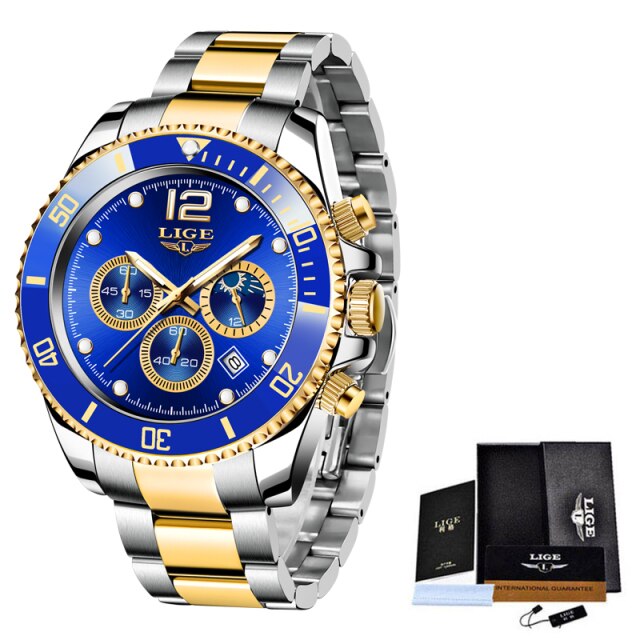 LIGE Top Brand Luxury Fashion Diver Watch Men 30ATM Waterproof Date Clock Sport Watches Mens Quartz Wristwatch Relogio Masculino