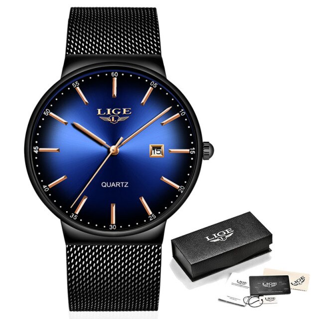 LIGE2021 Top Brand Luxury Casual Watch For Men Waterproof Fashion Clock Quartz Watches Thin Wristwatch Hombre Relogio Masculinoc