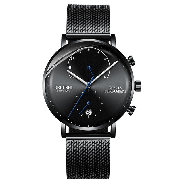 Belushi Men Watches 2021 Luxury Chronograph Watch For Men Quartz Wristwatches Men Watch Waterproof Leather Strap Men'S Watches