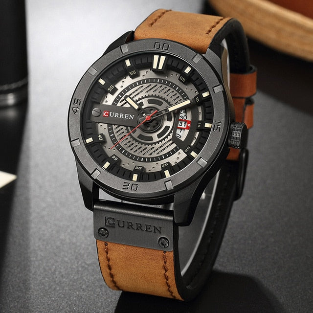 CURREN Luxury Brand Mens Watch Military Sport Watches Male Analog Date Quartz Watch Casual Leather Strap Wristwatch Casual Clock