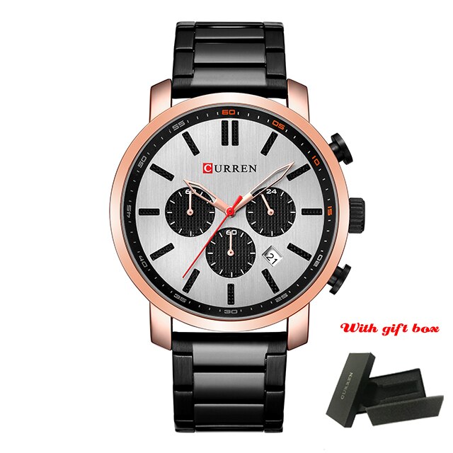 CURREN Luxury Casual Stainless Steel Watch Mens Fashion Chronograph Quartz Men Watches Sport Waterproof Male Clock часы мужские