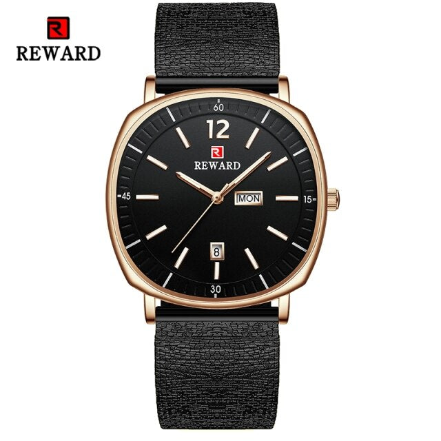 New Reward Men Gold Wristwatches Luxury Business Quartz Watch Top Brand Date Week Display Stainless Steel Wrist Watch for Male