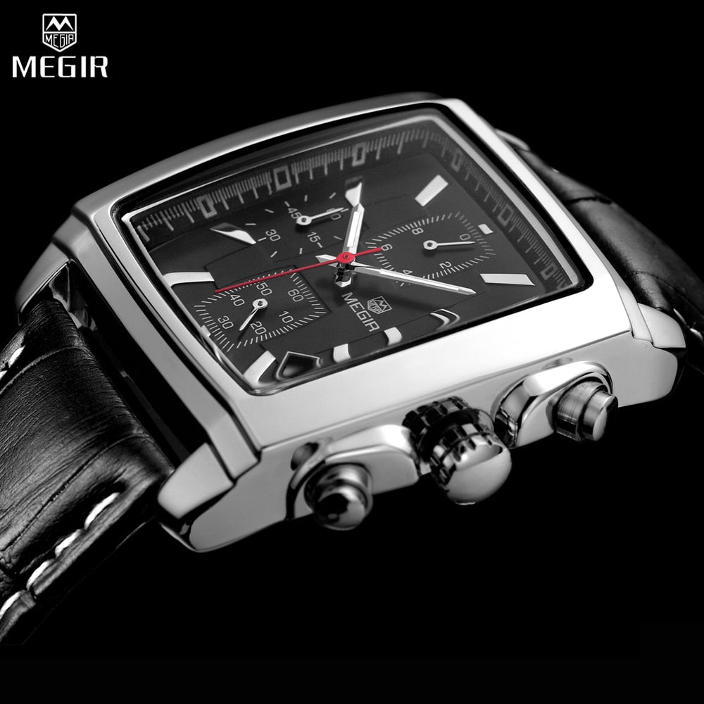 Relogio Masculino Megir Top Brand Luxury Mens Watches Men Military Sport Clock Chronograph Wrist watch Leather Quartz Watch 2028