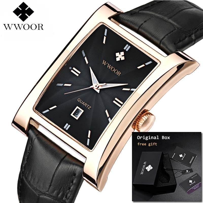 2019 New Fashion Square Men Wristwatch Genuine Leather Luminous Men Wrist Watch Top Brand Luxury Waterproof  Male Watch Cock