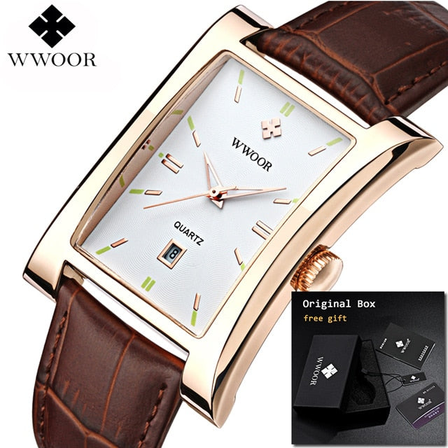 2019 New Fashion Square Men Wristwatch Genuine Leather Luminous Men Wrist Watch Top Brand Luxury Waterproof  Male Watch Cock