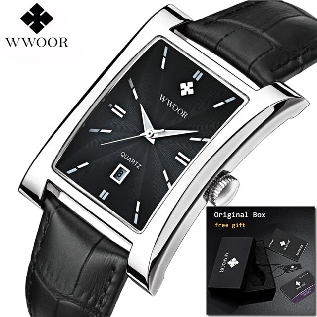 2019 New Fashion Square Men Wristwatch Genuine Leather Luminous Men Wrist Watch Top Brand Luxury Waterproof  Male Watch Cock